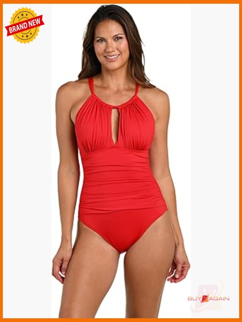 One Piece Swimsuit High Neck Keyhole Island Goddess Shaping Tummy Control